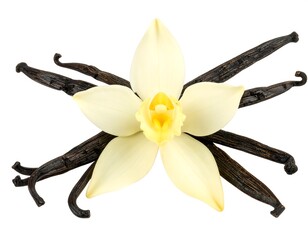 Vanilla flower and pods