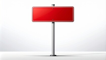 Obraz premium Blank Red Road Sign on Pole with White Background - Customizable Message Template