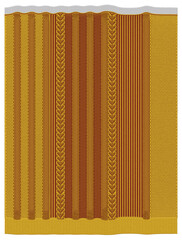 Traditional woven textile design with warm yellow and rich brown stripes featuring intricate braided borders isolated on transparent background