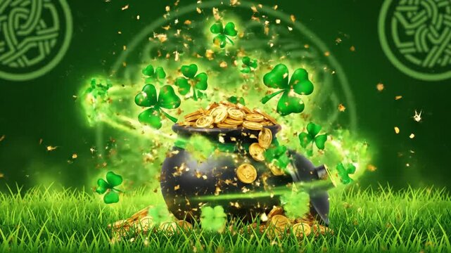 Magical St Patricks Day Illustration with Lucky Elements