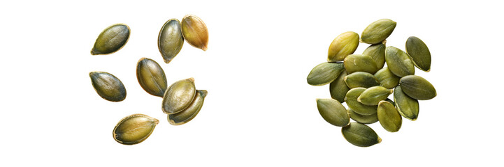 Pumpkin seed varieties kitchen setting food photography transparent background close-up view