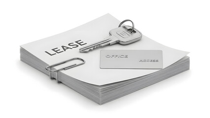 A close-up shot of a lease document and key with a label, symbolizing the beginning of a new property.