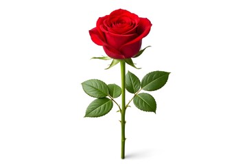 Fototapeta premium Single Red Rose Isolated on White Background