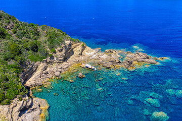 Aerial view from above looking down towards Marathonisi beach, Zakynthos 2025 