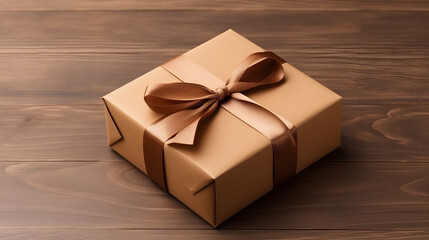 Small Gift Box with Kraft Paper on Knitted Surface