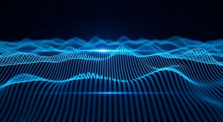 Abstract Blue Digital Waveform Background.