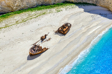 Aerial view from above looking down towards Marathonisi beach, Zakynthos 2025