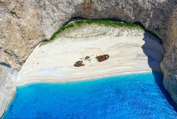 Aerial view from above looking down towards Marathonisi beach, Zakynthos 2025
