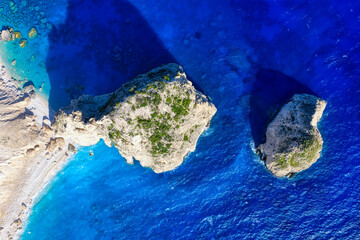 Aerial photos of the famous Mizithres Rocks and the beach in Keri, Zakynthos 2025