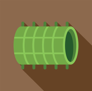 Green fishing trap representing a keepnet with a long shadow