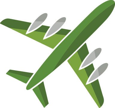 Green Aeroplan isolated on transparent background