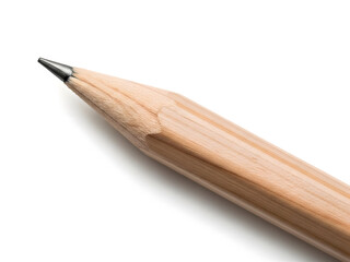 Fototapeta premium Sharp wooden writing tool isolated on white with copy space