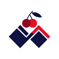 Logo of two cherries on a stylized abstract background
