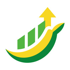 Banana graph chart with yellow arrow pointing upward