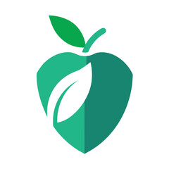 Green apple logo with leaf and modern design elements
