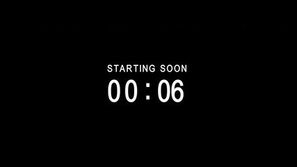 digital ten seconds countdown with starting soon text animation, 10 to 0 second countdown animation on dark background
 - Powered by Adobe