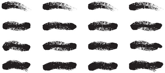 Collection of black brush strokes on white background. hand drawn thick grunge lines and rectangle shapes.