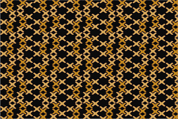 Premium Luxury Geometric Seamless Pattern Vector - Interlocking X Motifs in Black & Antique Gold, Timeless Elegance
