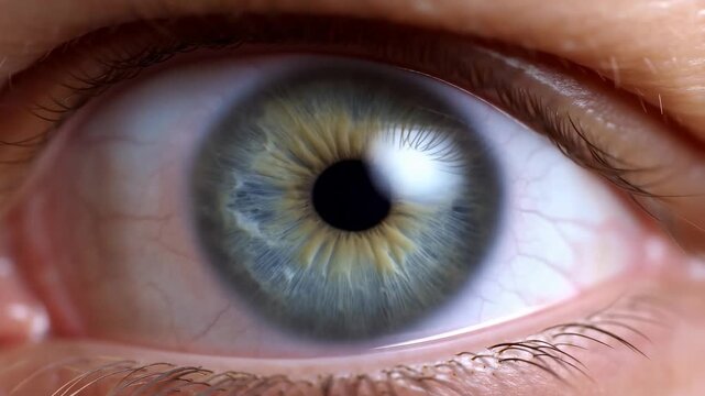 Human pupil dilation and contraction: closeup eye response to light changes