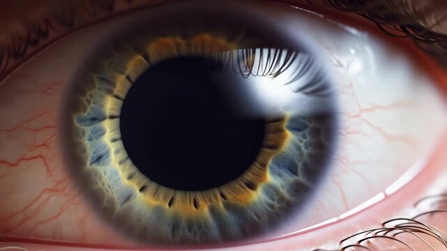 Human eye pupil dilation sequence: detailed closeup of iris reaction to light