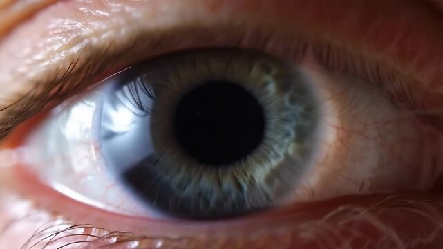 Closeup eye pupil dilation sequence capturing human vision dynamics