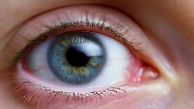 Dynamic closeup eye sequence capturing pupil dilation and vascular changes