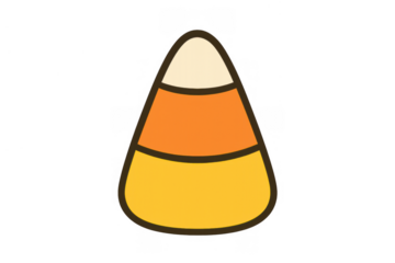 Candy corn icon for halloween holiday and fall season celebrating autumn, sweets, and trick or treating