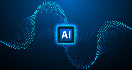 Abstract AI Technology Background with Glowing Circuit Icon perfect for technology presentations, fintech platforms, and data science themes.