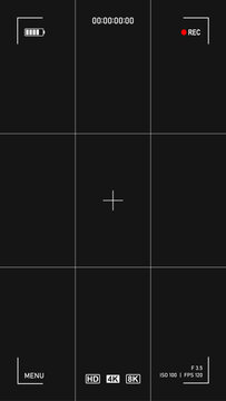 Camera Viewfinder Video Record Overlay Smartphone Interface Screen Vertical Cinematic UI Frame Asset