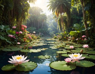 Serene Tropical River Paradise.