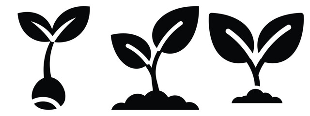 agricultural sprout icon silhouette icon set. agriculture, plant-based lifestyle symbols © SreeAtul