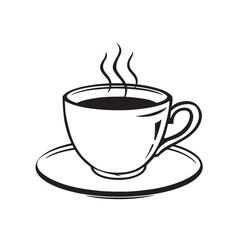 Obraz premium Black A cup of hot cafe coffee or caffeine drink flat vector icon.