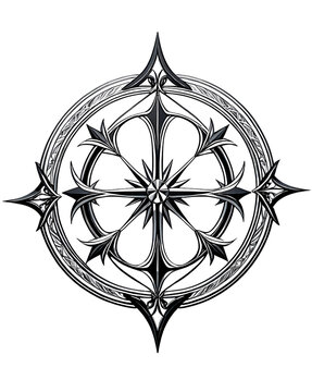 Mystical Emblem Design with Intricate Symbol Lines.