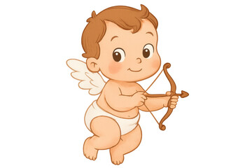 Obraz premium Cute cupid cherub holding bow and arrow