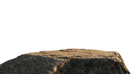 Mountain Rock Brown, Stone Podium cliff edge Isolated on white Background well stand display advertising Product, Clipping path.