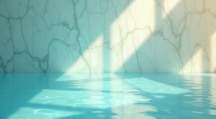 Obraz premium Pool with a blue water and a white wall