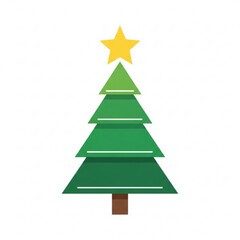 Obraz premium A vibrant green Christmas tree with a bright yellow star on top, symbolizing holiday cheer and festive decorations