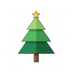 Festive green Christmas tree adorned with a golden star, ready for holiday celebrations