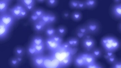 Gentle blue heart lights flickering against dark background