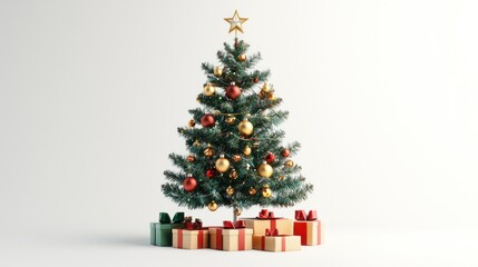 Decorated christmas tree with gifts