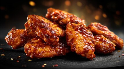 Delicious crispy chicken wings on display