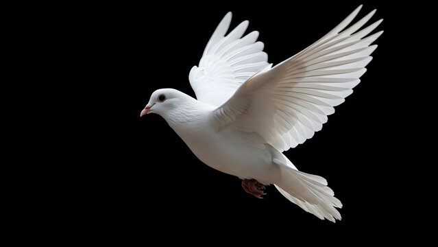 side view of white dove isolated on black backgrond poto JPG.