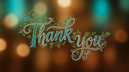 Hand lettering thank you message with floral details