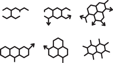 Obraz premium Set of Molecular Structure and Protein Folding Line art Icon