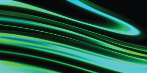 Abstract green background featuring a flowing wave pattern with light blue motion lines and a digital glow effect for a modern energy wallpaper design