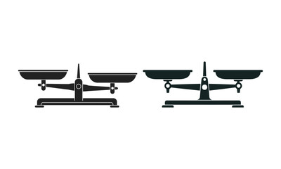 Vintage Justice Scales and Balance Icon Set, logo, Legal Law and Equality Vector Illustration