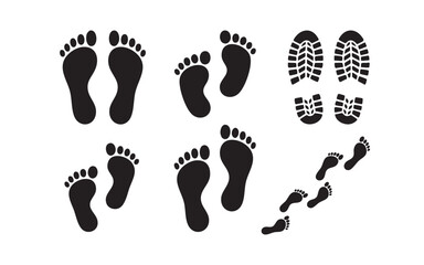Human Footprint Shoe Print Silhouette Set