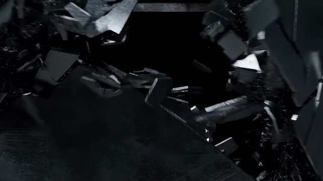 Metal wall destruction: dramatic impact and shattering fragments