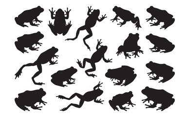 Frog Amphibian Silhouette Poses Collection