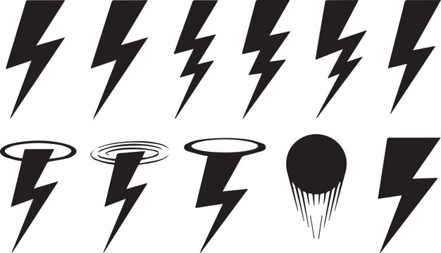 Lightning bolt icon grid, black vector symbols,  thunder shapes, seamless pattern Illustrator Adobe Artwork